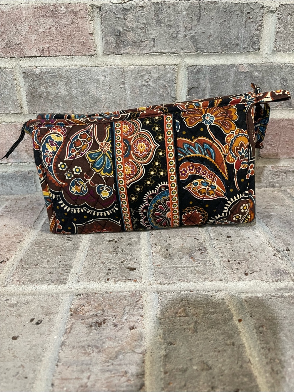 Vera Bradley Black & Brown Paisley Quilted Cosmetic Pouch